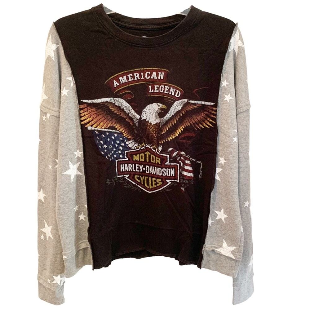 Harley Davidson Custom Rework Classic Eagle Graphic Sweatshirt Medium